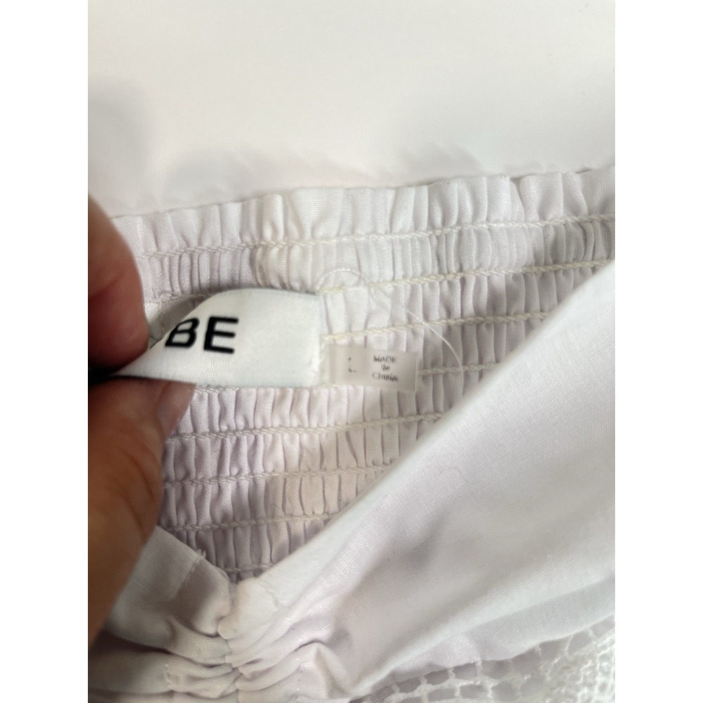 Do+Be White Cropped Top Puff Sleeve Womens Large Drindl Peasant Rencore Romantic - Picture 5 of 15